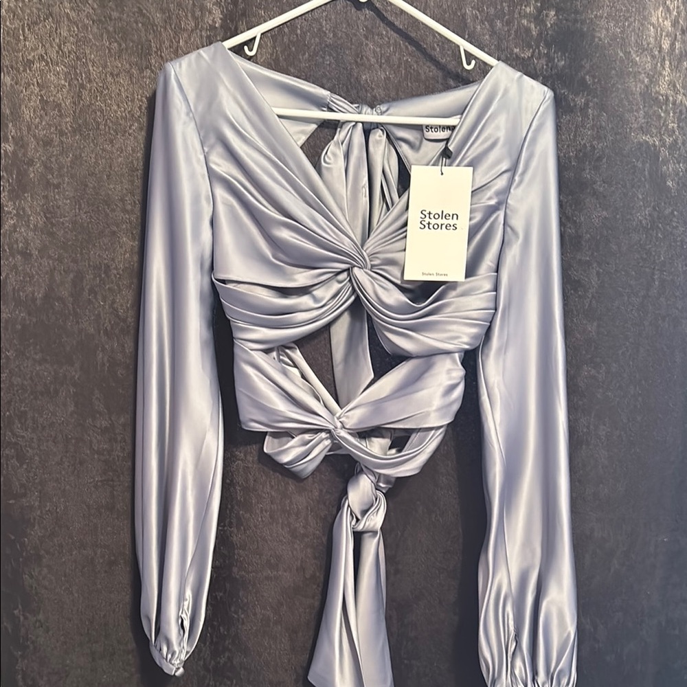 Elegant Silver Satin Blouse